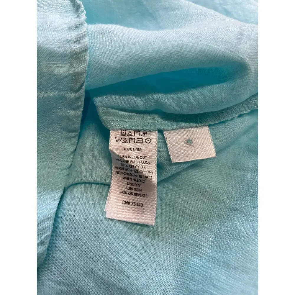 St. Tropez West 100% Linen Vacation Summer Classic Sleeveless Dress Size Small